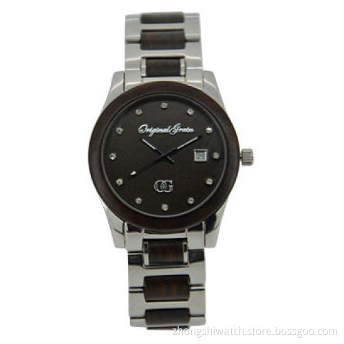 Original Grain Fashion Watches, with Stainless Steel & Black Sandalwood, Sapphire Glass